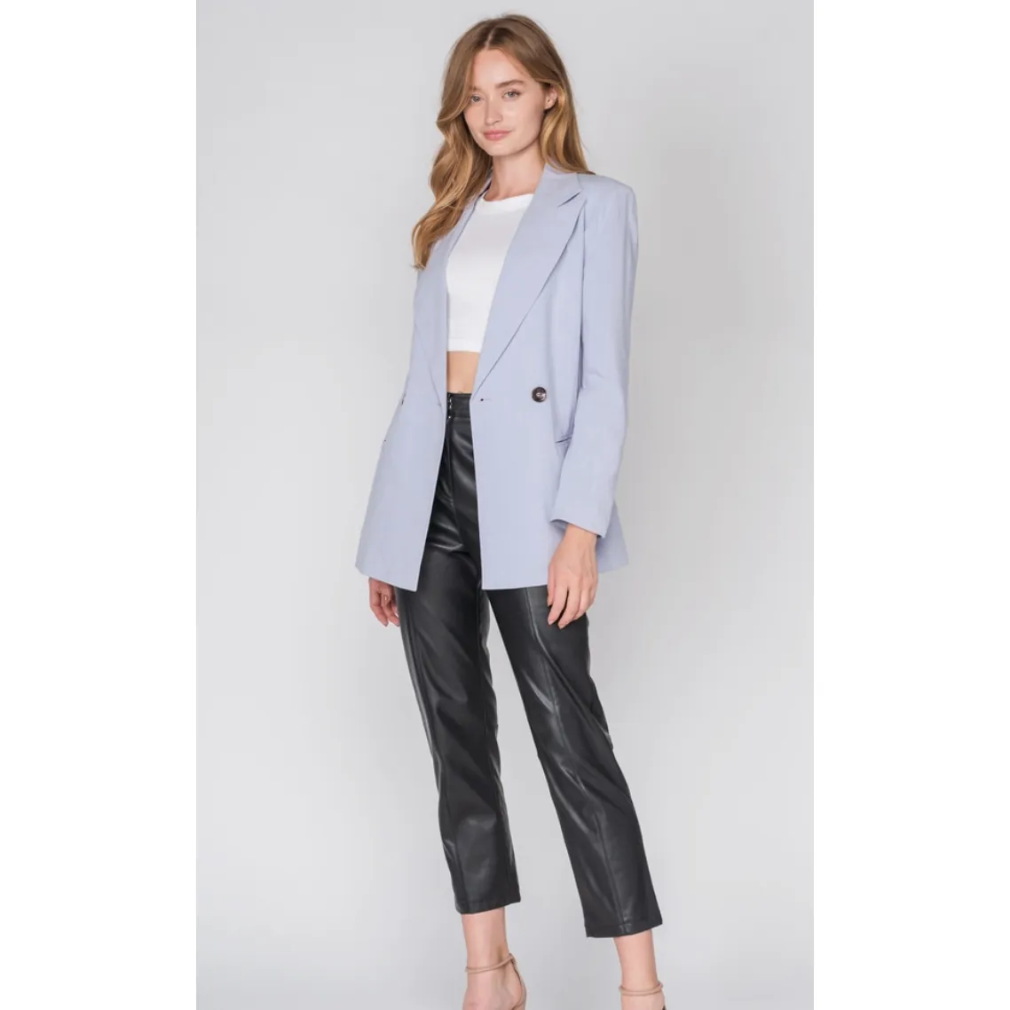 White Lightweight Solid Knit Blazer