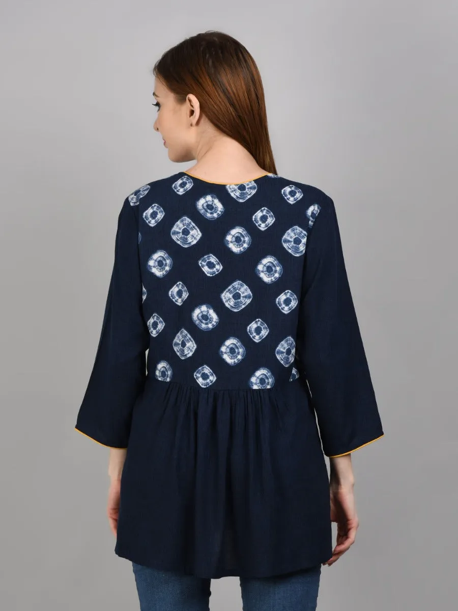 Women Navy Polka Printed Tunic