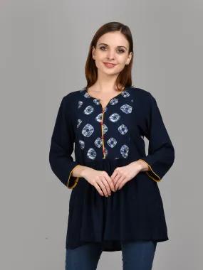 Women Navy Polka Printed Tunic