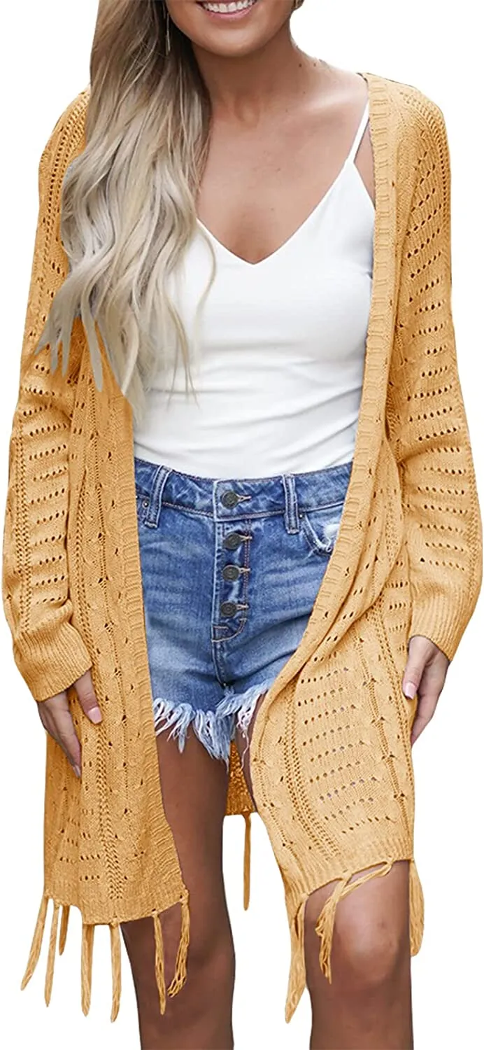 Womens Open Front Knit Sheer Cardigans