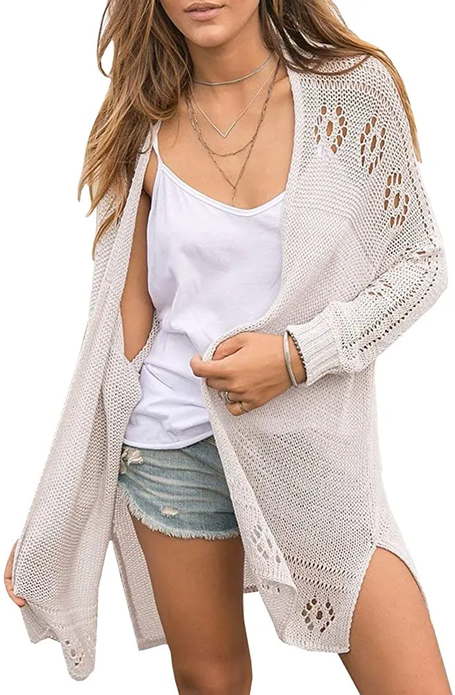 Womens Open Front Knit Sheer Cardigans