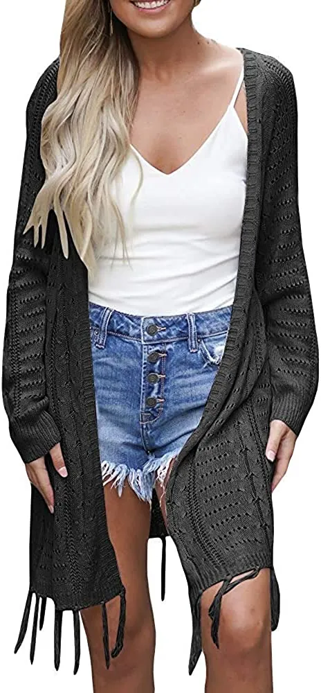 Womens Open Front Knit Sheer Cardigans