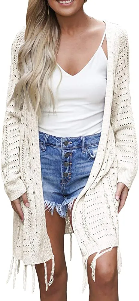 Womens Open Front Knit Sheer Cardigans