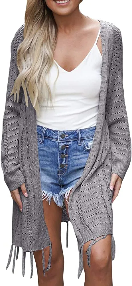 Womens Open Front Knit Sheer Cardigans