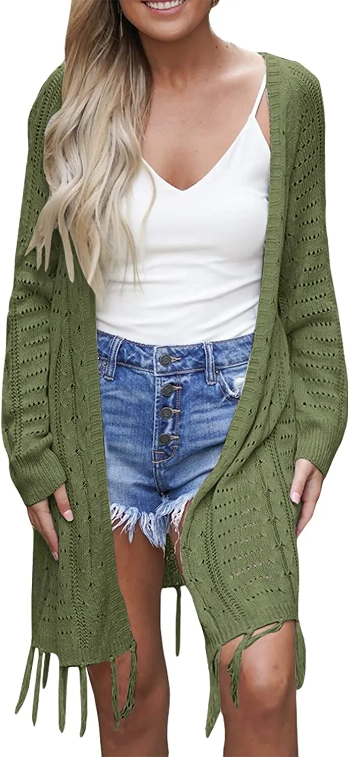 Womens Open Front Knit Sheer Cardigans