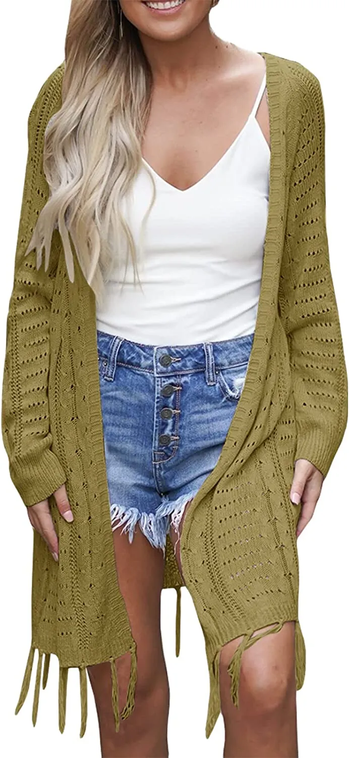 Womens Open Front Knit Sheer Cardigans