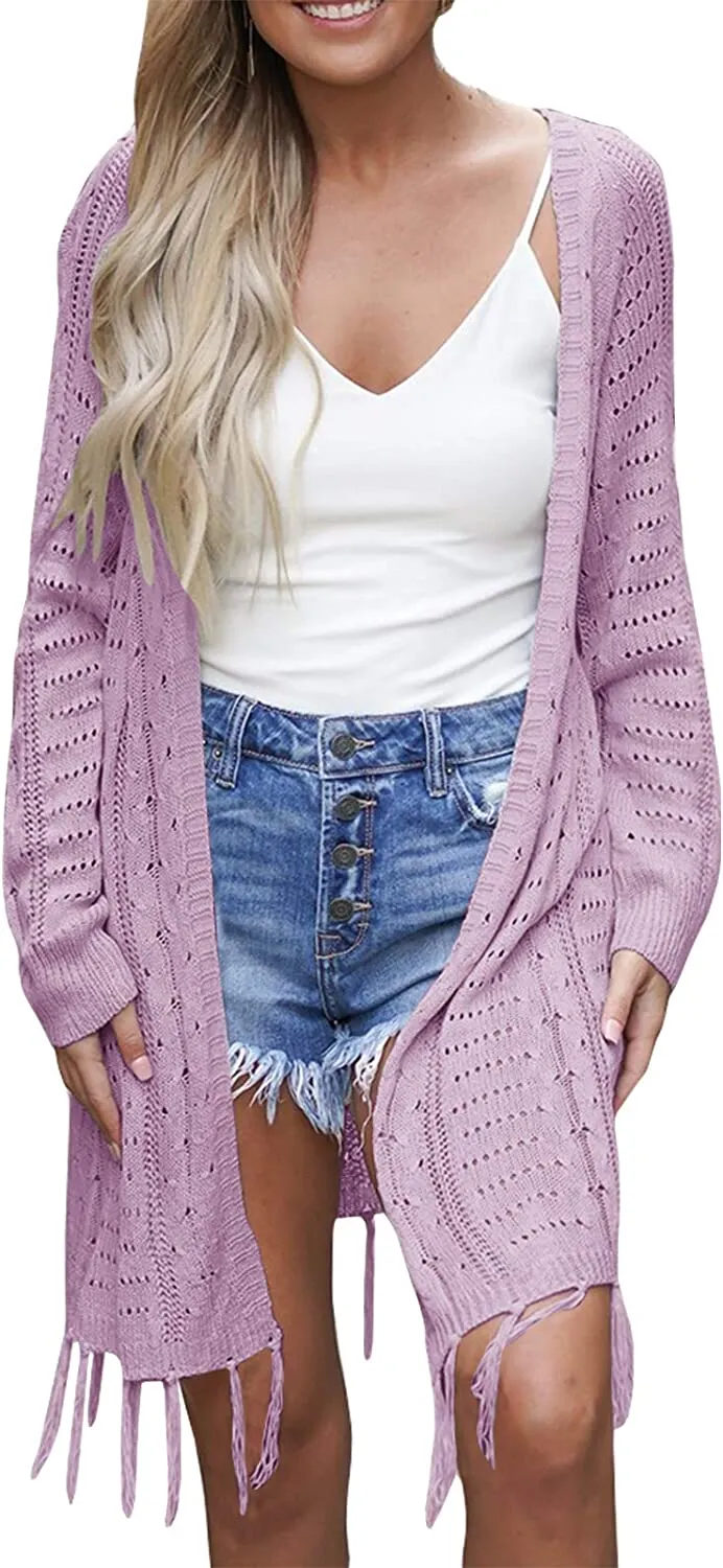 Womens Open Front Knit Sheer Cardigans