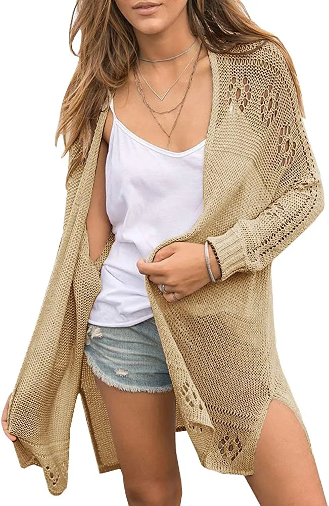 Womens Open Front Knit Sheer Cardigans