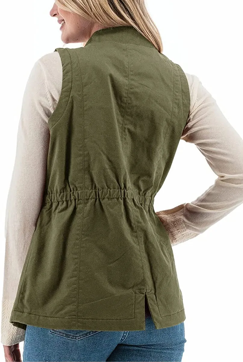 Womens Sleeveless Jacket Snap Button Lightweight  Coat