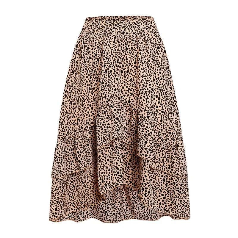 Women's Summer Ruffled Skirt With Pokal Dot Print