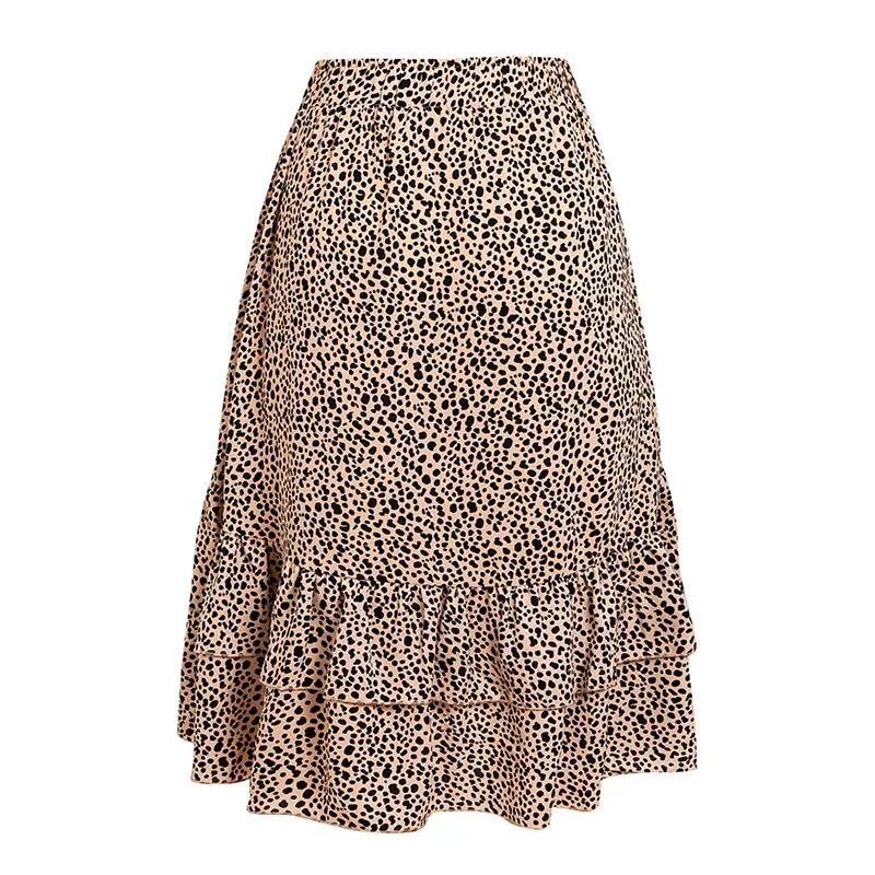 Women's Summer Ruffled Skirt With Pokal Dot Print